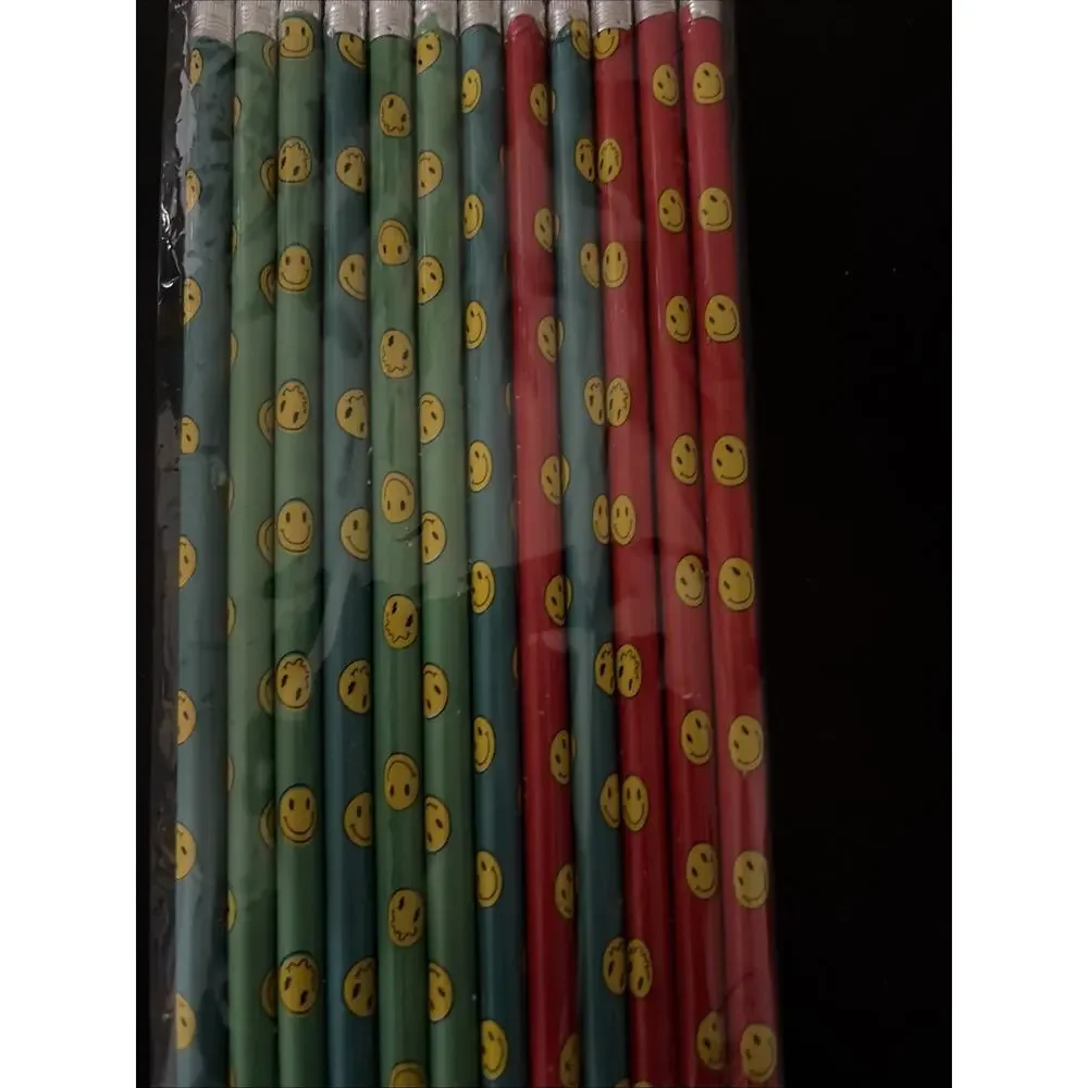 Jot Smiley Face Writing HB #2 Lead Pencils (Pack Of 12) New Red Blue Green NEW